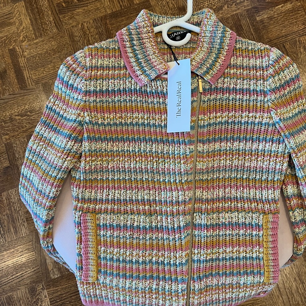 Chanel tweed sweater zip up jacket - Picture 3 of 9